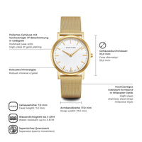 Damen Quarzuhr gelbgold Edelstahl gelbgold
