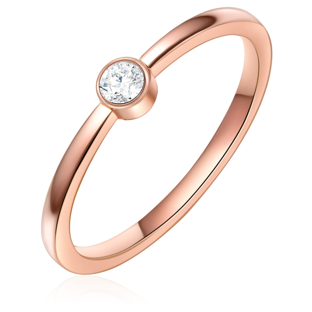 Ring Edelstahl roségold Zirkonia weiß