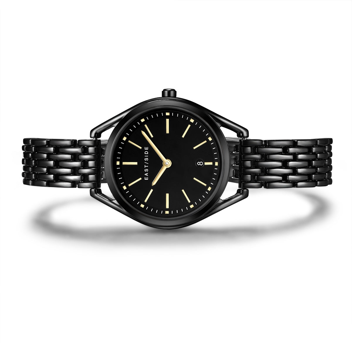 Damen Quarzuhr schwarz Edelstahl schwarz