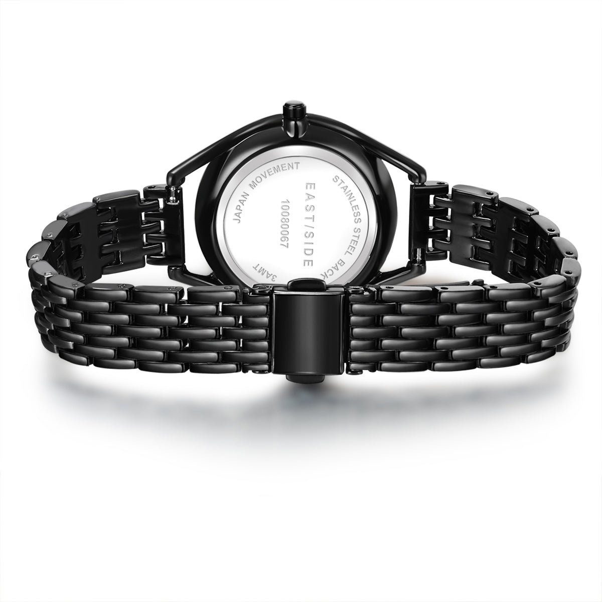 Damen Quarzuhr schwarz Edelstahl schwarz