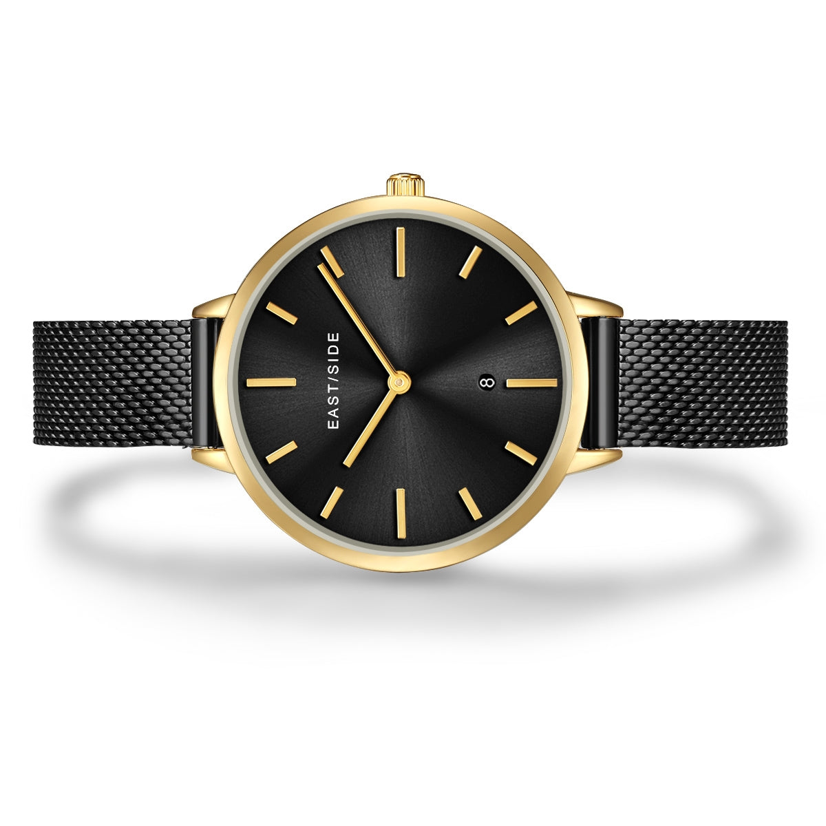 Damen Quarzuhr gelbgold Edelstahl schwarz