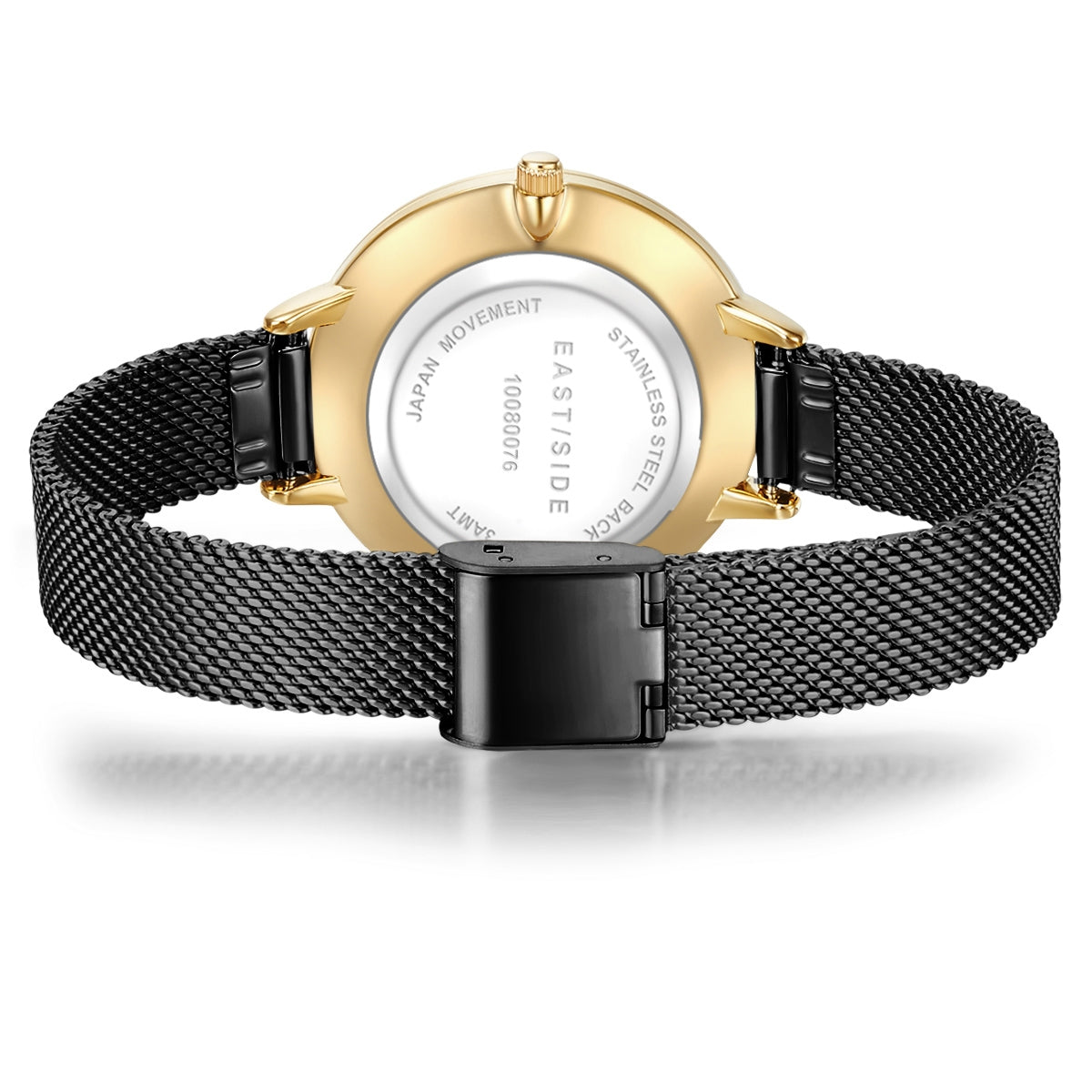 Damen Quarzuhr gelbgold Edelstahl schwarz