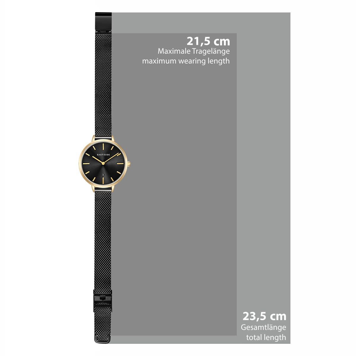 Damen Quarzuhr gelbgold Edelstahl schwarz