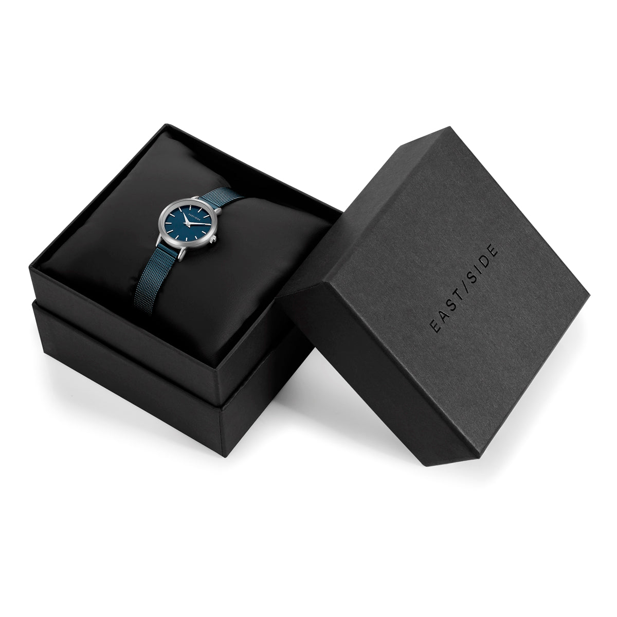 Damen Quarzuhr silber Edelstahl blau