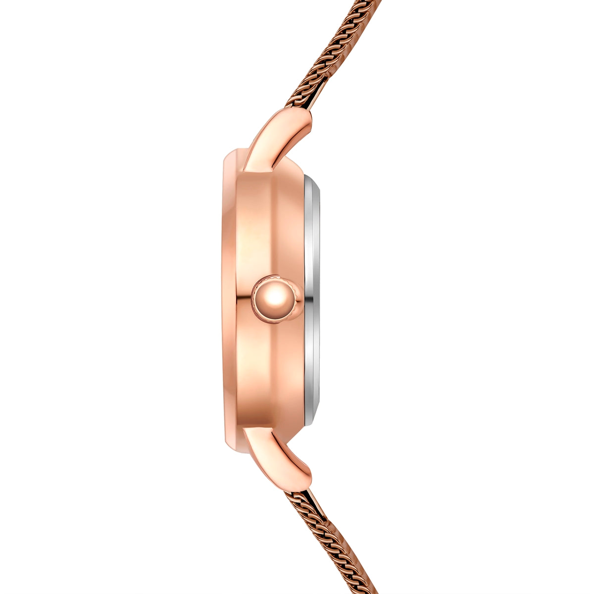 Damen Quarzuhr roségold Edelstahl braun