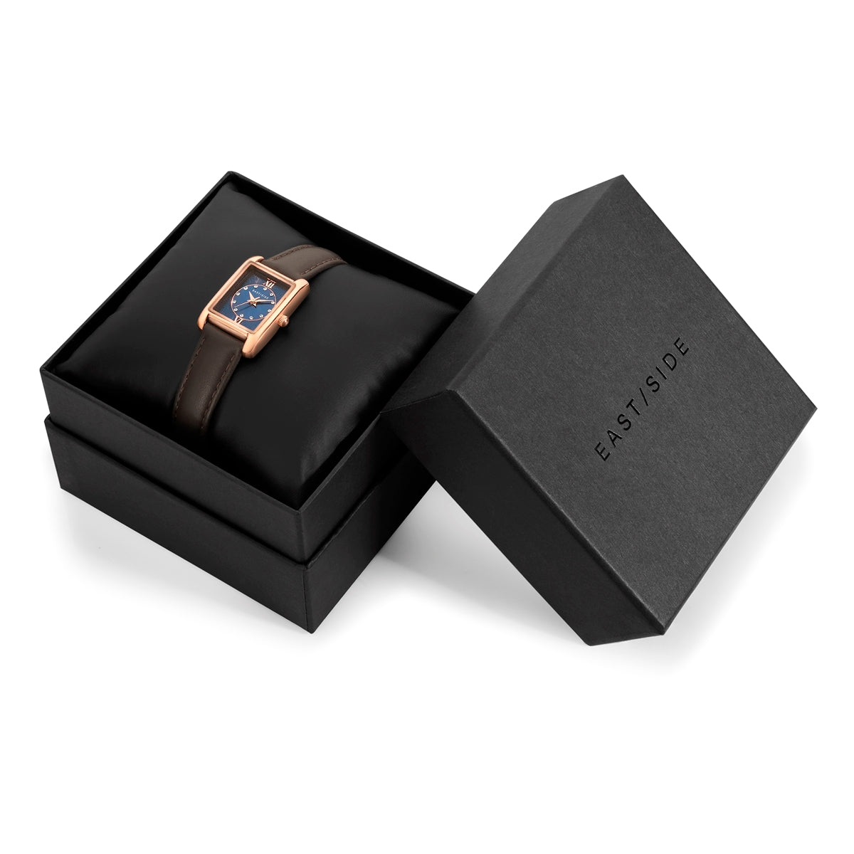 Damen Quarzuhr roségold Echtleder braun