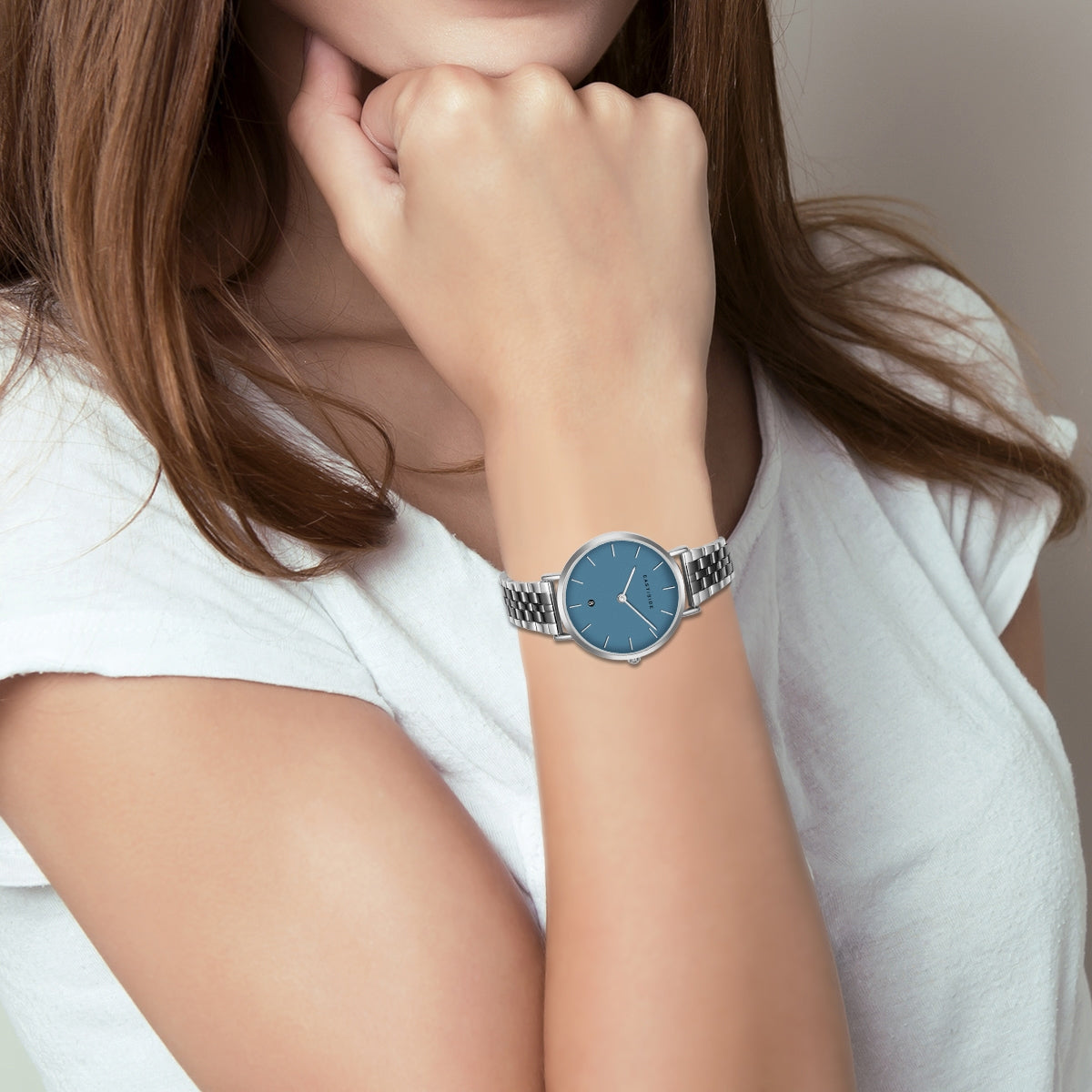 Damen Quarzuhr silber Edelstahl silber/anthrazit