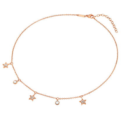 Kette mit Anhänger Edelstahl roségold Preciosa weiß