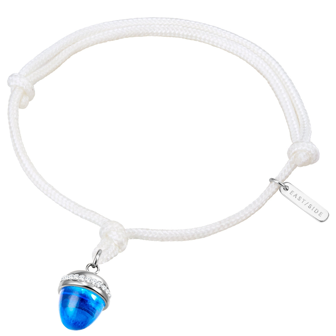 Armband Edelstahl Textil (weiß) Preciosa weiß Glas blau