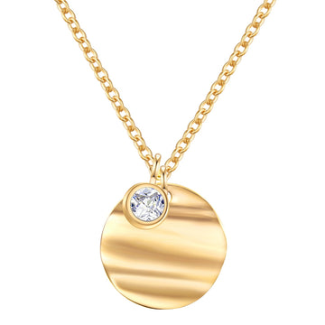 Kette mit Anhänger Edelstahl gelbgold Zirkonia weiß