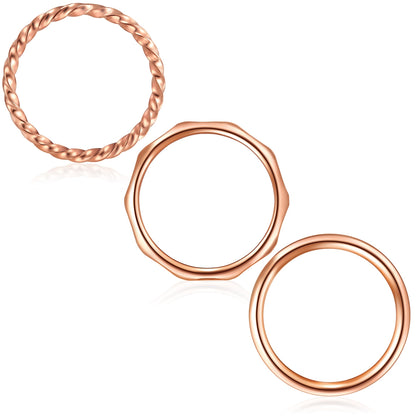 3er Set Ringe Edelstahl roségold