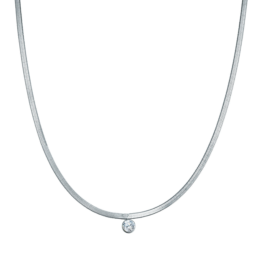 Kette mit Anhänger Edelstahl Zirkonia weiß