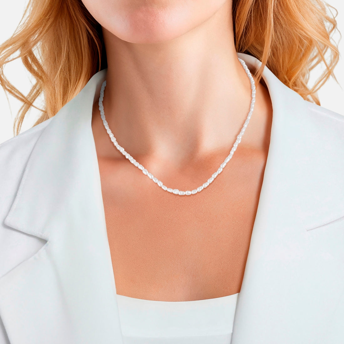 Kette Edelstahl gelbgold Perle (synth.) weiß