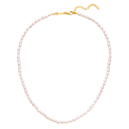 Kette Edelstahl gelbgold Perle (synth.) weiß