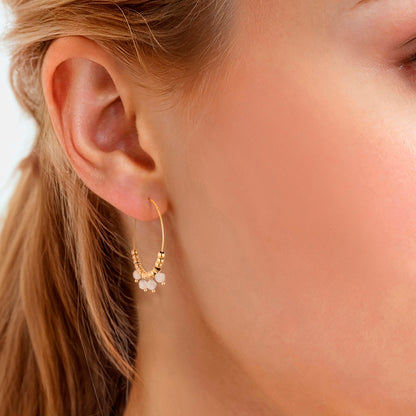 Creolen Edelstahl gelbgold Labradorit grau