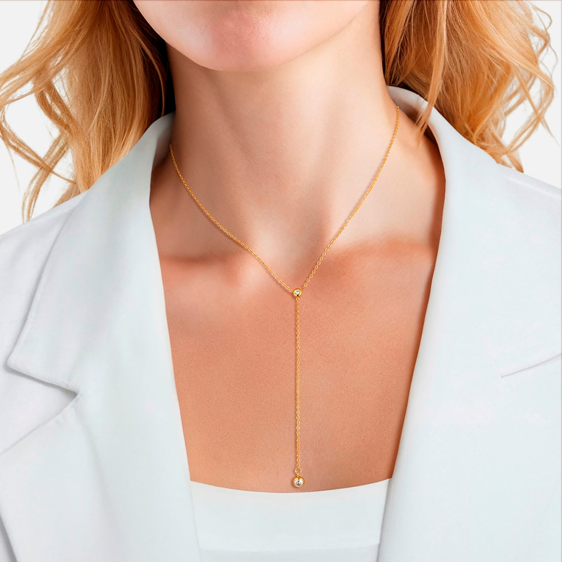 Kette mit Anhänger Edelstahl gelbgold Zirkonia weiß