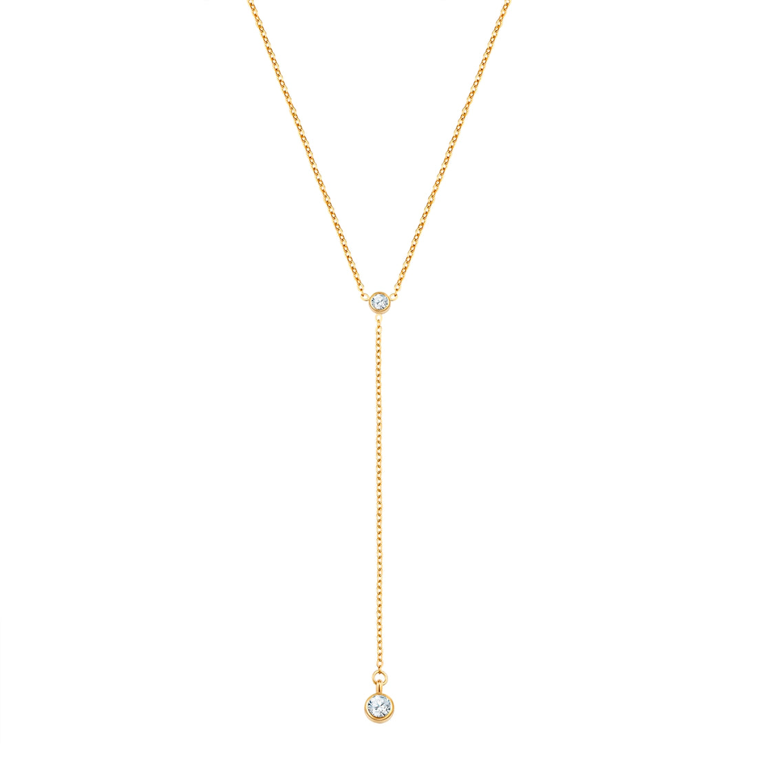 Kette mit Anhänger Edelstahl gelbgold Zirkonia weiß