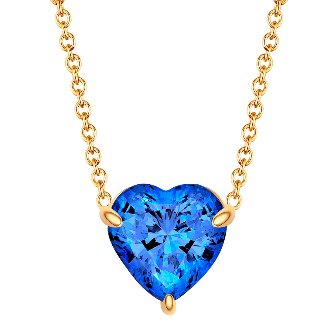Kette mit Anhänger Edelstahl gelbgold Zirkonia blau