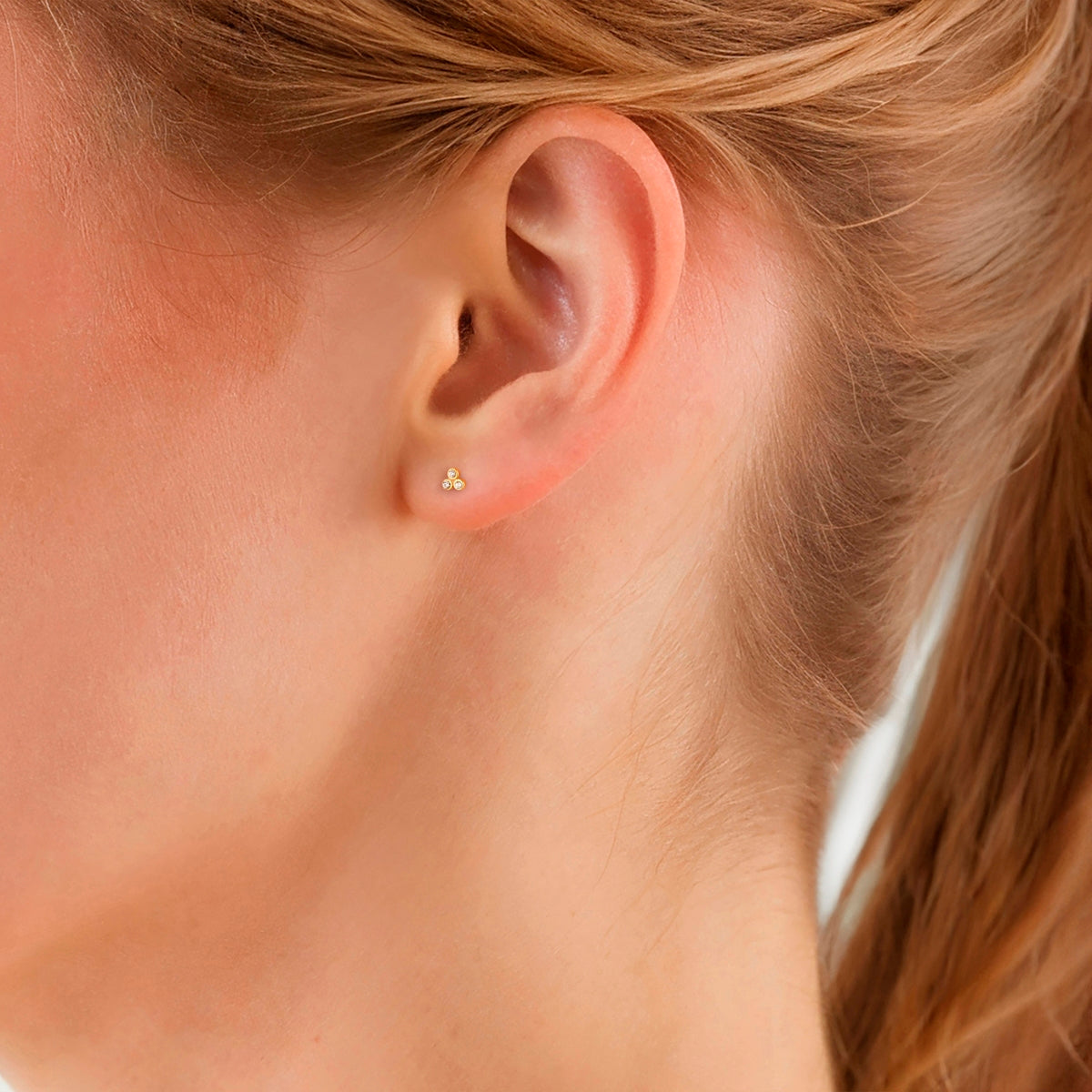 Ohrstecker Edelstahl gelbgold Zirkonia weiß