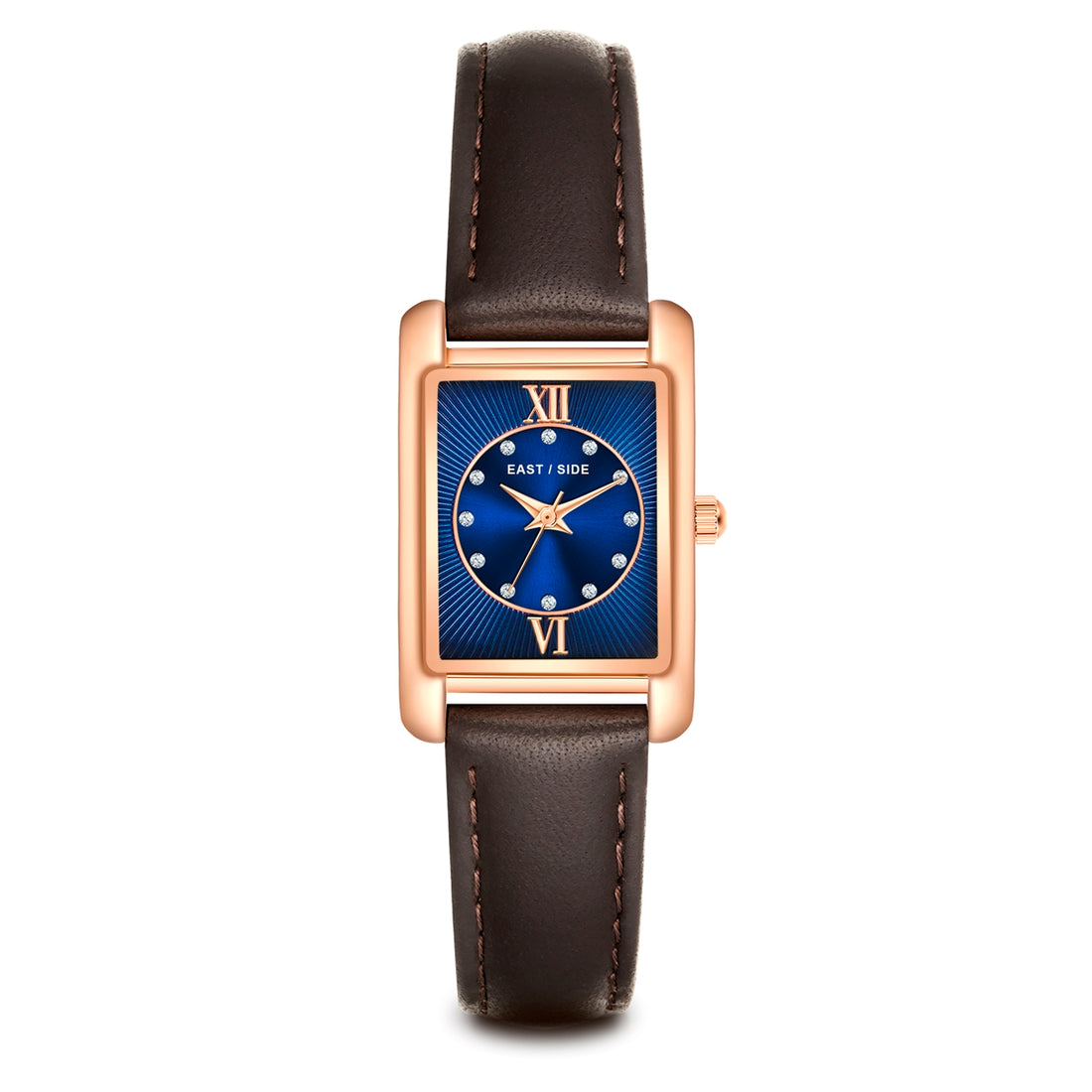 Damen Quarzuhr roségold Echtleder schwarz