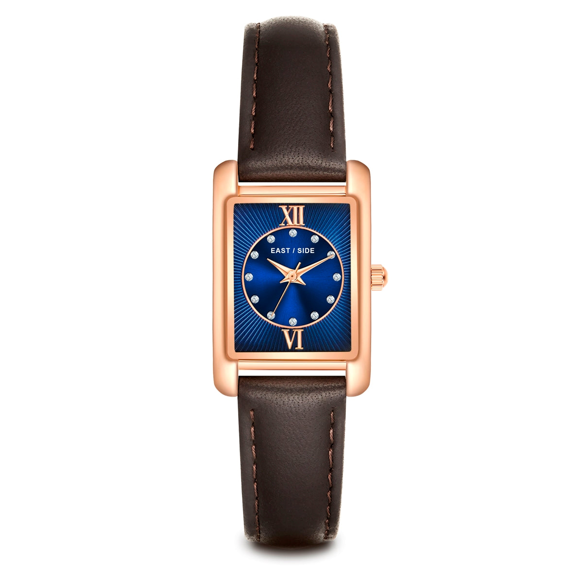 Damen Quarzuhr roségold Echtleder schwarz