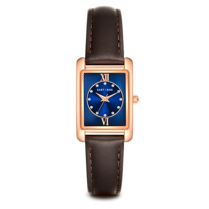 Damen Quarzuhr roségold Echtleder schwarz