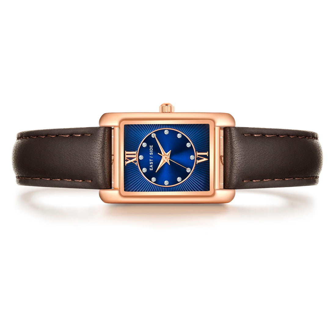 Damen Quarzuhr roségold Echtleder braun