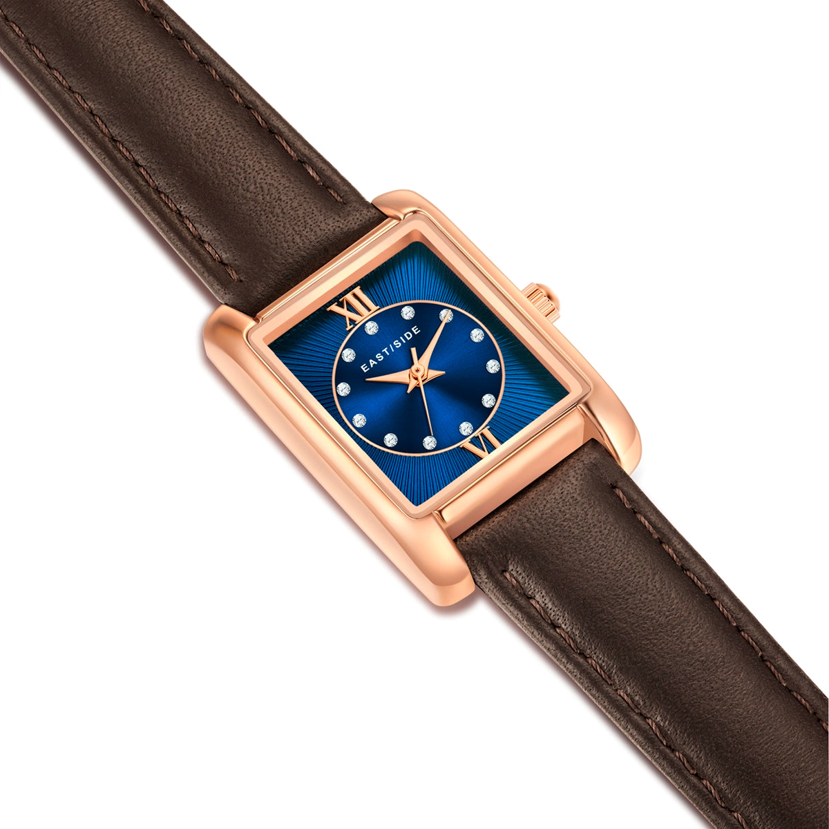 Damen Quarzuhr roségold Echtleder schwarz