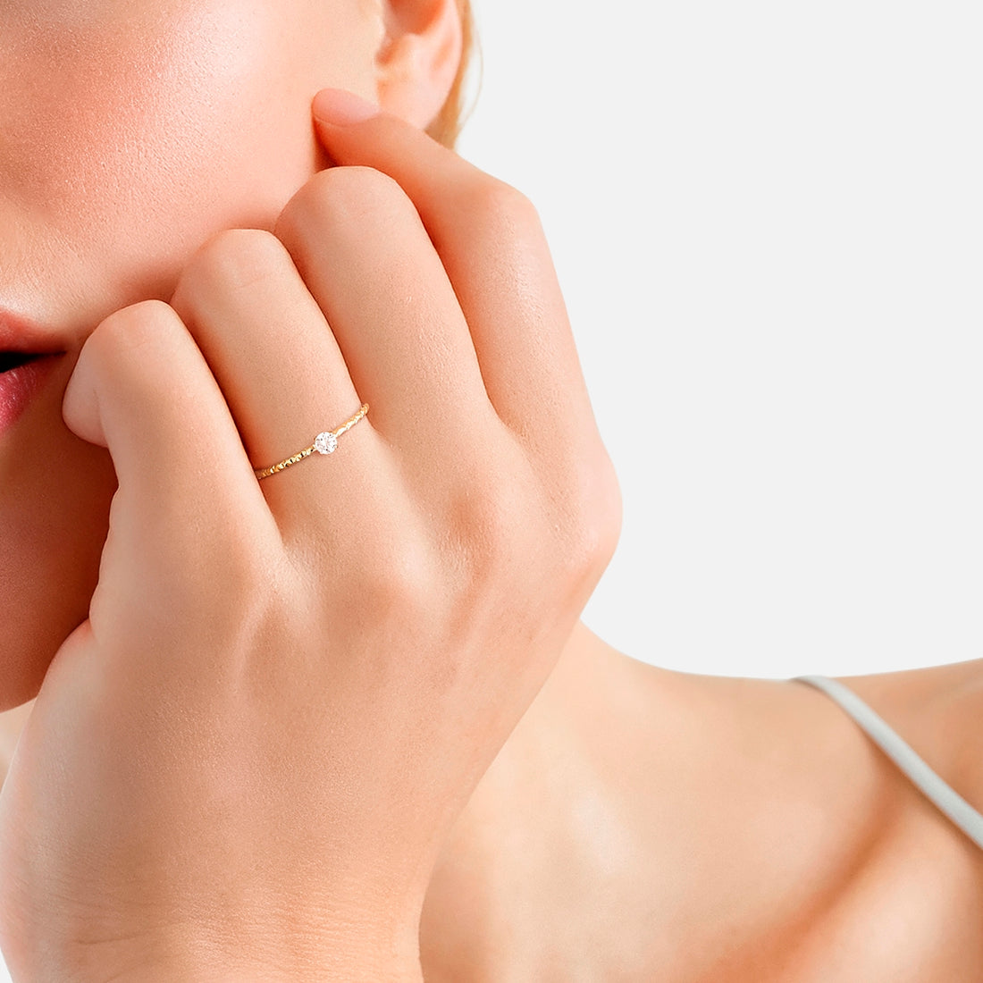 Ring Edelstahl gelbgold Zirkonia weiß