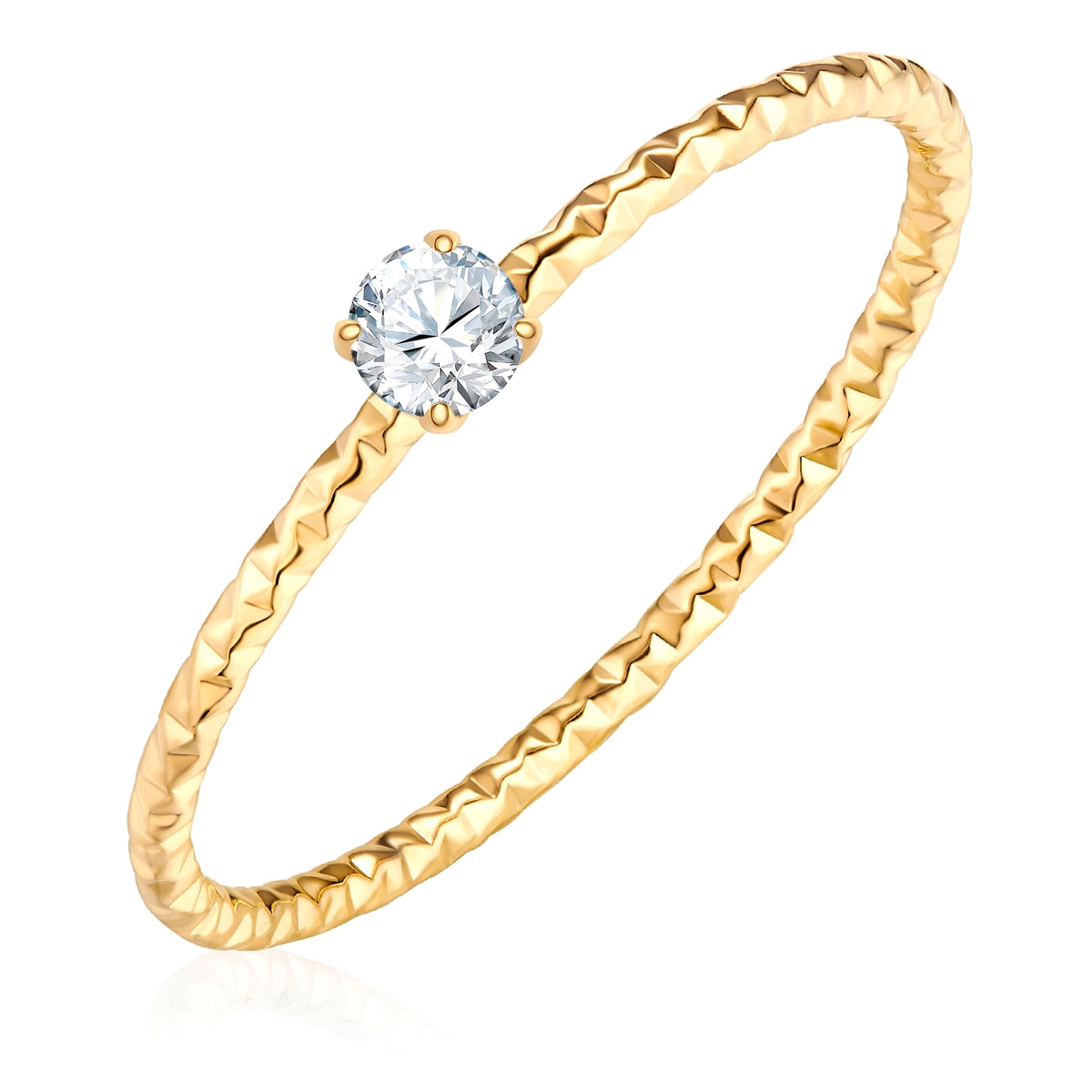 Ring Edelstahl gelbgold Zirkonia weiß