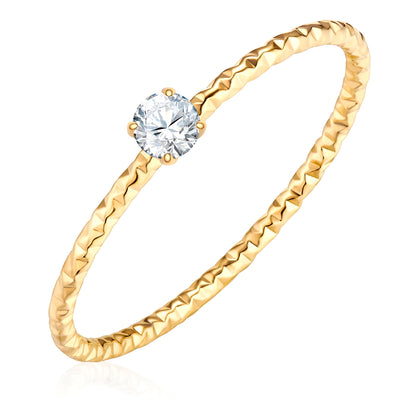 Ring Edelstahl gelbgold Zirkonia weiß