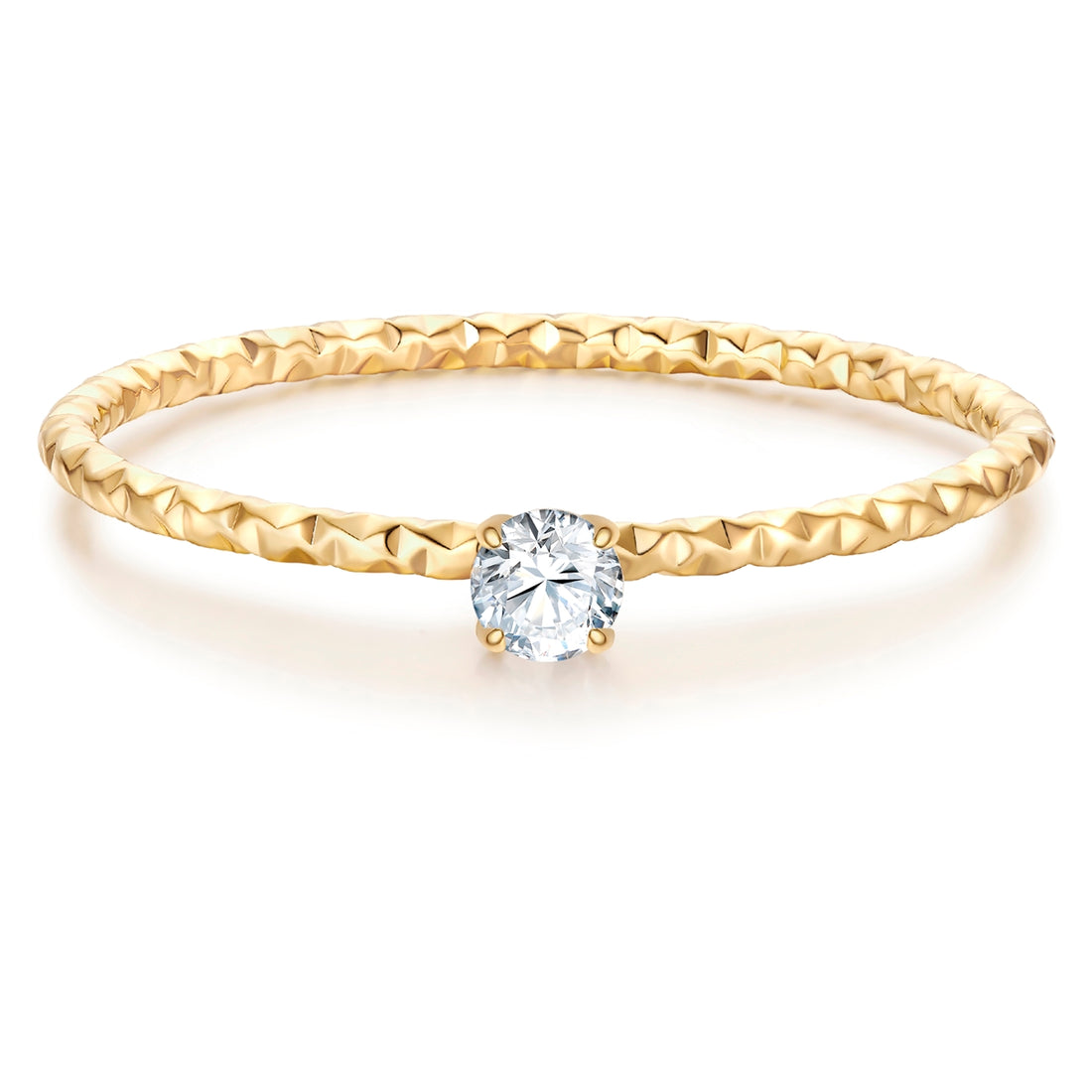 Ring Edelstahl gelbgold Zirkonia weiß