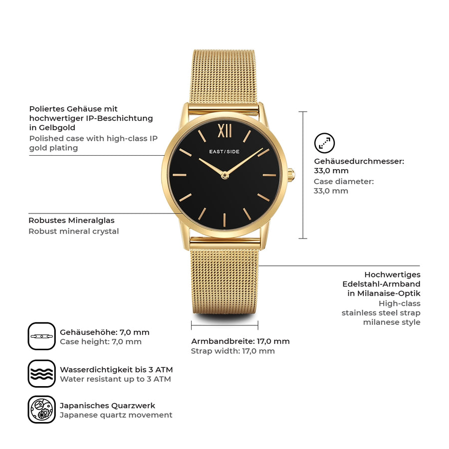 Damen Quarzuhr gelbgold Edelstahl gelbgold