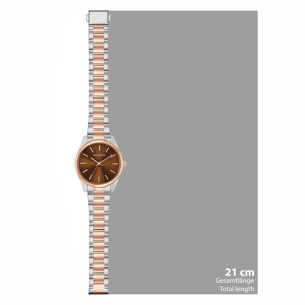 Damen Quarzuhr roségold Edelstahl silber/roségold