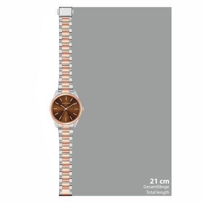 Damen Quarzuhr roségold Edelstahl silber/roségold