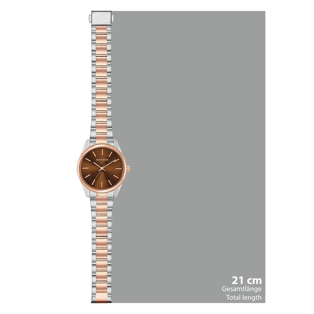 Damen Quarzuhr roségold Edelstahl silber/roségold