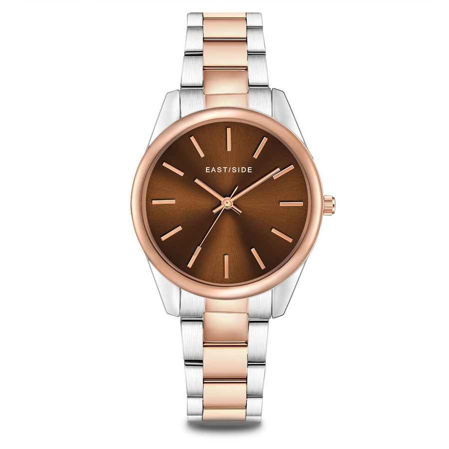 Damen Quarzuhr roségold Edelstahl silber/roségold