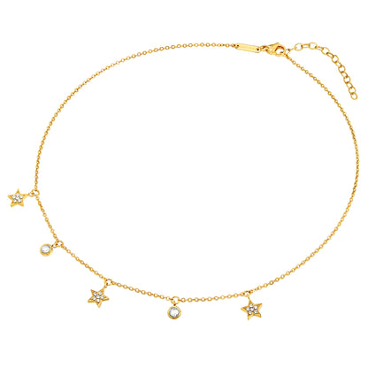 Kette mit Anhänger Edelstahl gelbgold Preciosa weiß