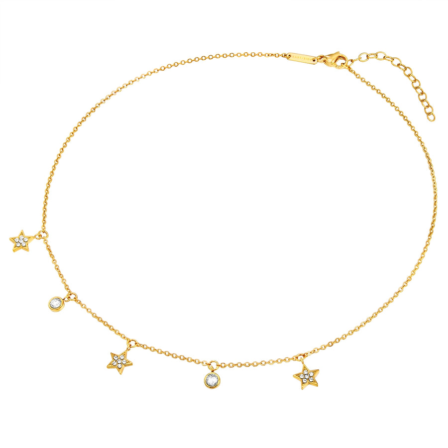 Kette mit Anhänger Edelstahl gelbgold Preciosa weiß