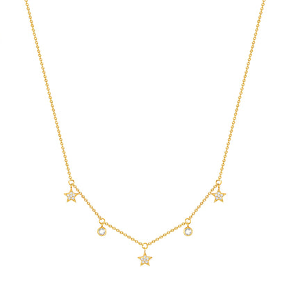 Kette mit Anhänger Edelstahl gelbgold Preciosa weiß