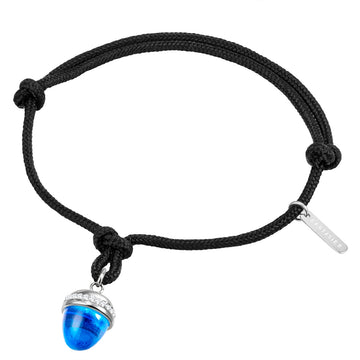Armband Edelstahl Textil (schwarz) Preciosa weiß Glas blau